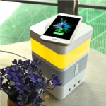Multi-functional Freecube Smart Speaker with Power socket and QI wireless charger and smart led lamp